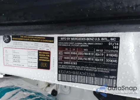 2014 Mercedes-Benz Ml 350 4Matic z USA, uszkodzony, nr VIN 4JGDA5HB8EA363368